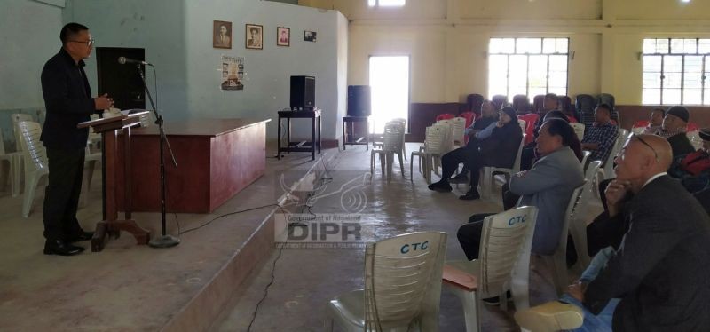 Cholzo Sophie addressing the participants in Zhozuba on December 15. (DIPR Photo)